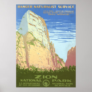 Vintage Travel Poster For Zion National Park