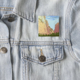 Vintage Travel Poster For Zion National Park 2 Inch Square Button