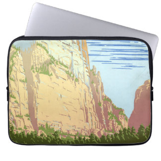 Vintage Travel Poster For Zion National Park Laptop Sleeve