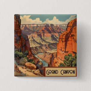 Vintage Travel Poster Grand Canyon Colorado River 2 Inch Square Button