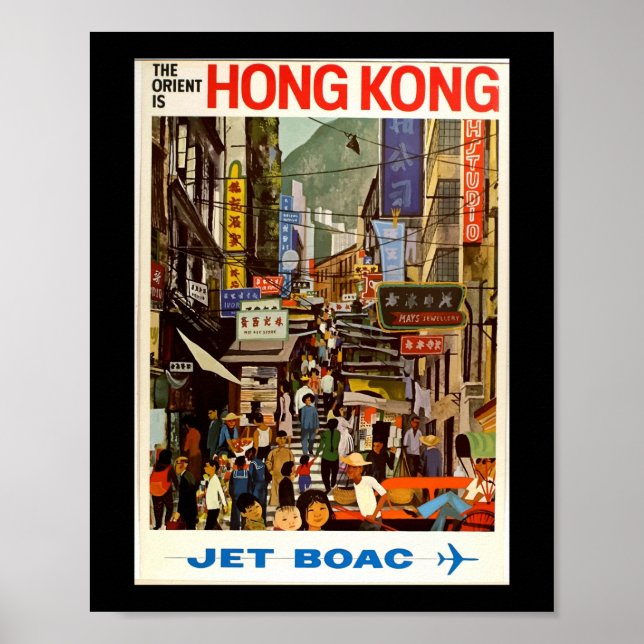 Vintage Travel Poster Hong Kong Street (Front)