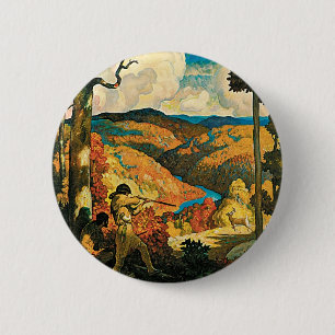 Vintage Travel Poster, In Old Kentucky, NC Wyeth 2 Inch Round Button