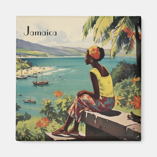 Vintage Travel Poster Jamaican woman  Magnet (Front)