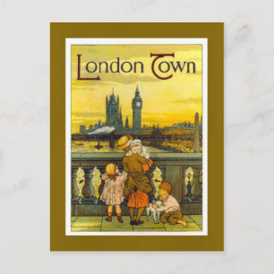 Vintage travel poster, London Town, Postcard