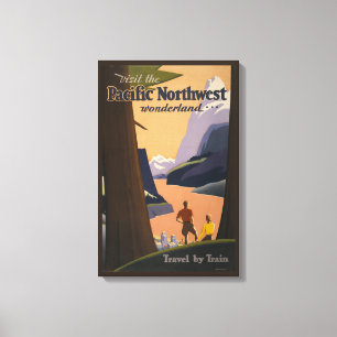 Vintage Travel Poster Looking Out Over Mountains Canvas Print