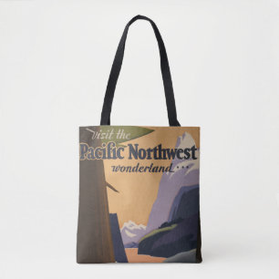 Vintage Travel Poster Looking Out Over Mountains Tote Bag
