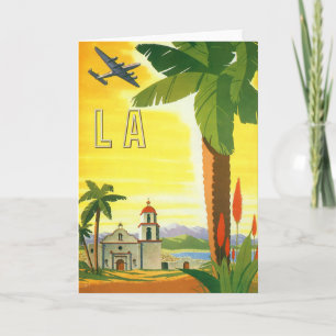 Vintage Travel Poster, Los Angeles, California Card
