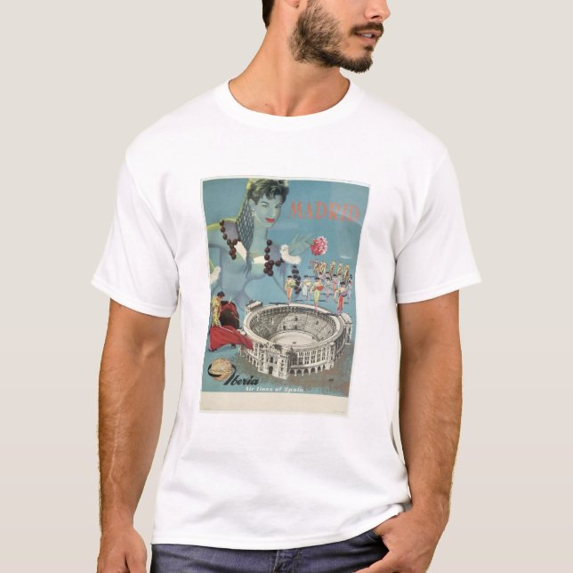 Vintage Travel Poster Madrid Spain T-Shirt (Front)