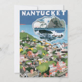 Vintage Travel Poster, Map of Nantucket Island, MA