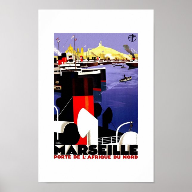 Vintage Travel Poster Marseille (Front)