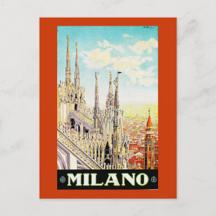 Vintage Travel Poster Milano, Italy Postcard