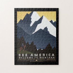 Vintage Travel Poster Montana America USA Jigsaw Puzzle