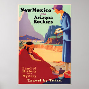Vintage Travel Poster New Mexico & Arizona Rockies