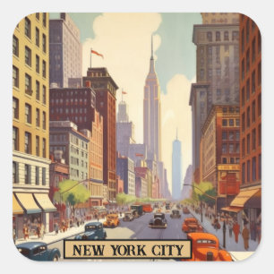 Vintage Travel Poster New York City Square Sticker