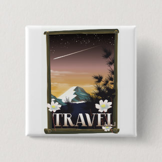 Vintage Travel Poster Night Mountain edition 2 Inch Square Button
