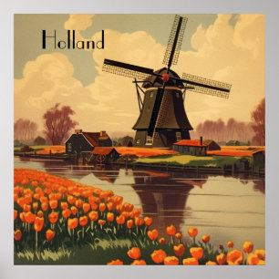 Vintage Travel Poster of Holland, customizable