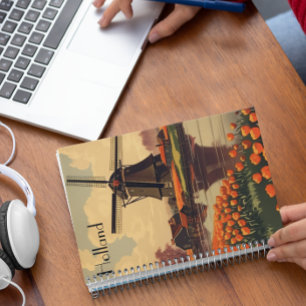 Vintage Travel Poster of Holland, customizable Notebook