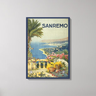 Vintage Travel Poster Of San Remo From A Terrace Canvas Print