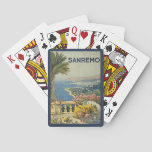 Vintage Travel Poster Of San Remo From A Terrace Playing Cards