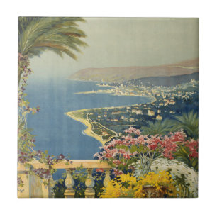 Vintage Travel Poster Of San Remo From A Terrace Tile