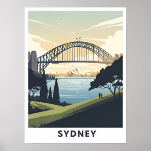 Vintage travel poster of Sydney harbour