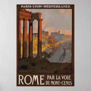 Vintage Travel Poster Of The Roman Forum At Dawn.