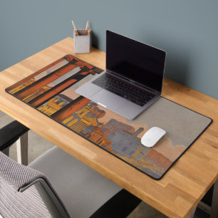 Vintage Travel Poster Of The Roman Forum At Dawn. Desk Mat