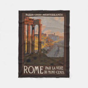 Vintage Travel Poster Of The Roman Forum At Dawn. Fleece Blanket