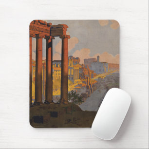 Vintage Travel Poster Of The Roman Forum At Dawn. Mouse Pad