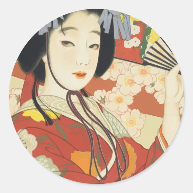 Vintage Travel Poster Osaka Japan Classic Round Sticker (Front)