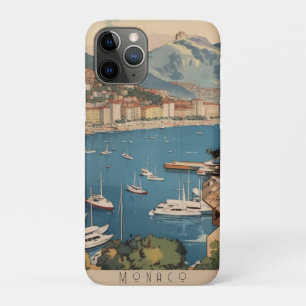 Vintage Travel Poster overlooking Monaco harbour iPhone 11 Pro Case