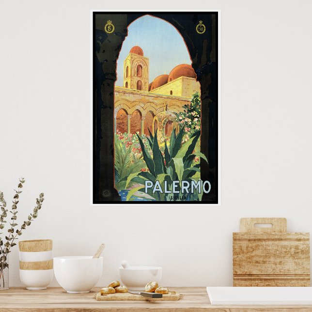 Vintage Travel Poster, Palermo, Sicily, Italy Poster (Kitchen)
