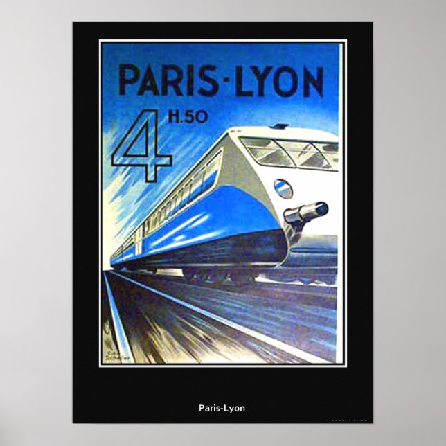 Vintage Travel Poster Paris-Lyon France (Front)
