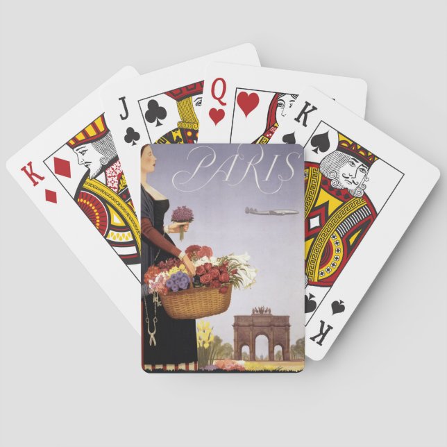 Vintage Travel Poster, Paris Via Constellation Playing Cards (Back)