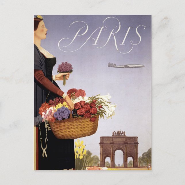 Vintage Travel Poster, Paris Via Constellation Postcard (Front)