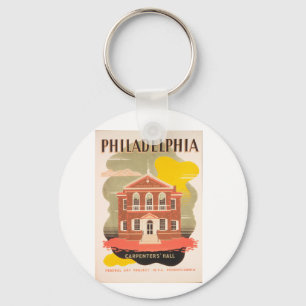 Vintage travel poster philadelphia keychain