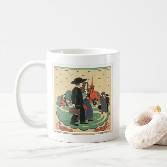 Vintage Travel Poster Promoting Pennsylvania Coffee Mug (With Donut)