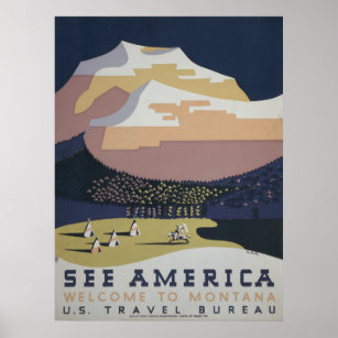 Vintage Travel Poster Promoting Travel To Montana