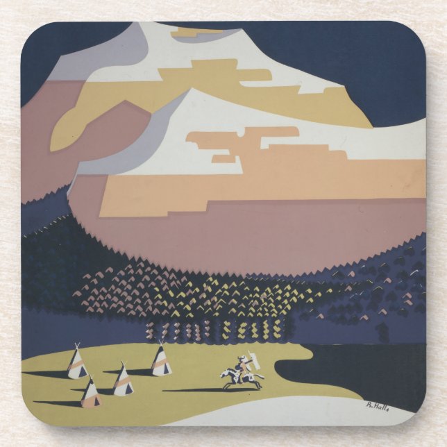 Vintage Travel Poster Promoting Travel To Montana Coaster (Front)