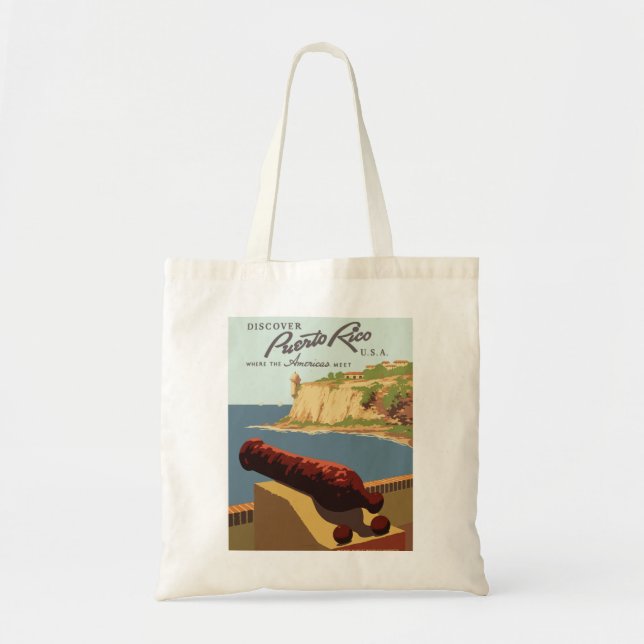 Vintage-Travel-Poster-Puerto Rico Tote Bag (Front)