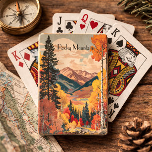 Vintage Travel Poster Rocky Mountains Playing Cards