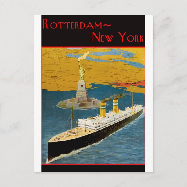 Vintage Travel Poster: Rotterdam - New York Postcard (Front)