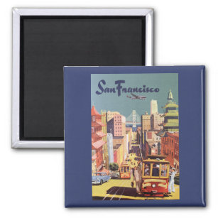 Vintage Travel Poster San Francisco Cable Cars Magnet