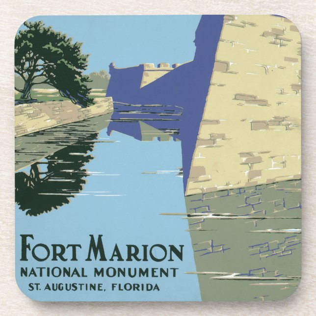 Vintage Travel Poster Showing Fort Marion Coaster (Front)