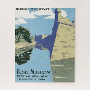 Vintage Travel Poster Showing Fort Marion Jigsaw Puzzle