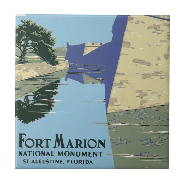 Vintage Travel Poster Showing Fort Marion Tile (Front)