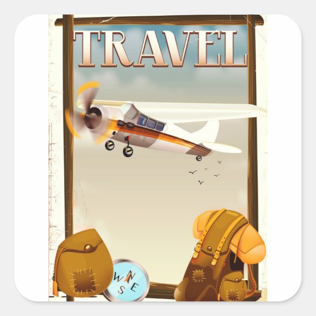 Vintage Travel Poster Square Sticker (Front)