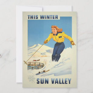 Vintage Travel Poster Sun Valley Idaho Cards