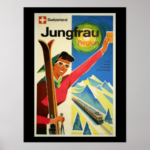 Vintage Travel Poster, Switzerland, Jungfrau, Poster