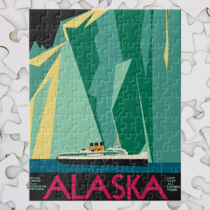 Vintage Travel Poster, Taku Glacier, Alaska Jigsaw Puzzle